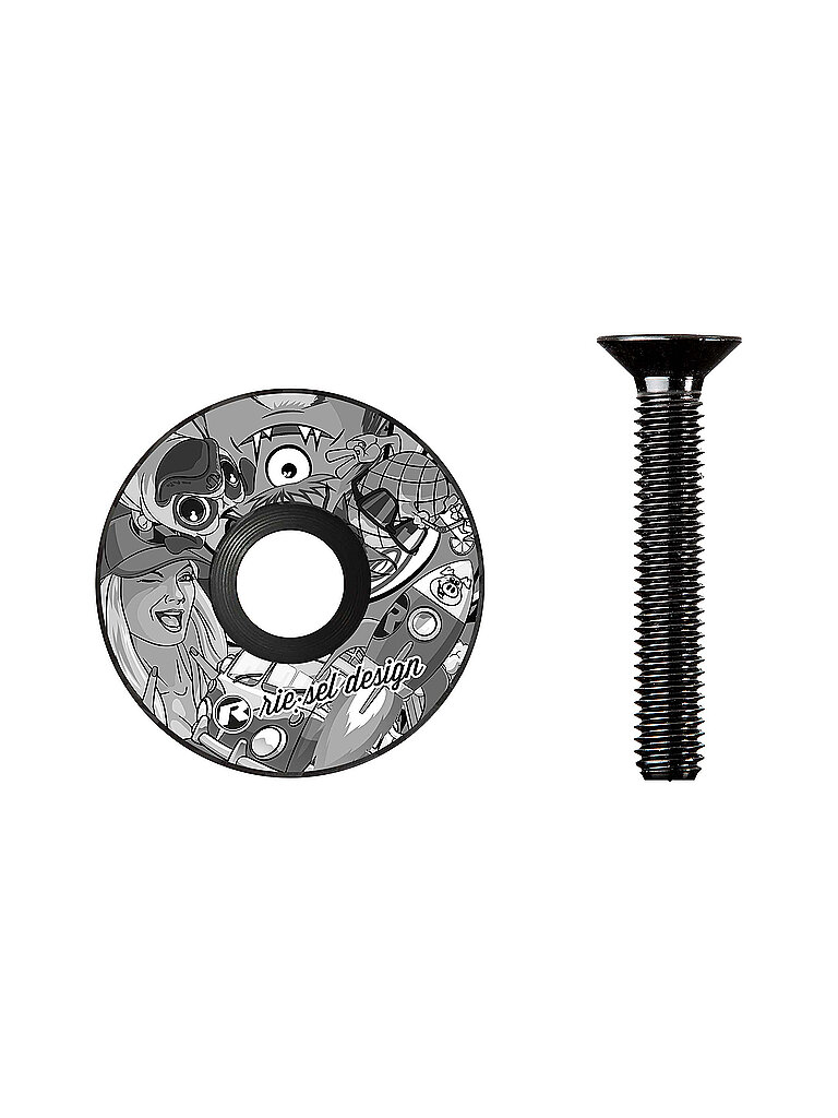 RIESEL DESIGN stem:cap Stickerbomb Eyecatcher Ultra Black grau